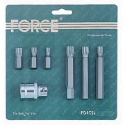 Набор бит 1/2" 10мм Spline 12гр. 7пр. c держ. бит FORCE